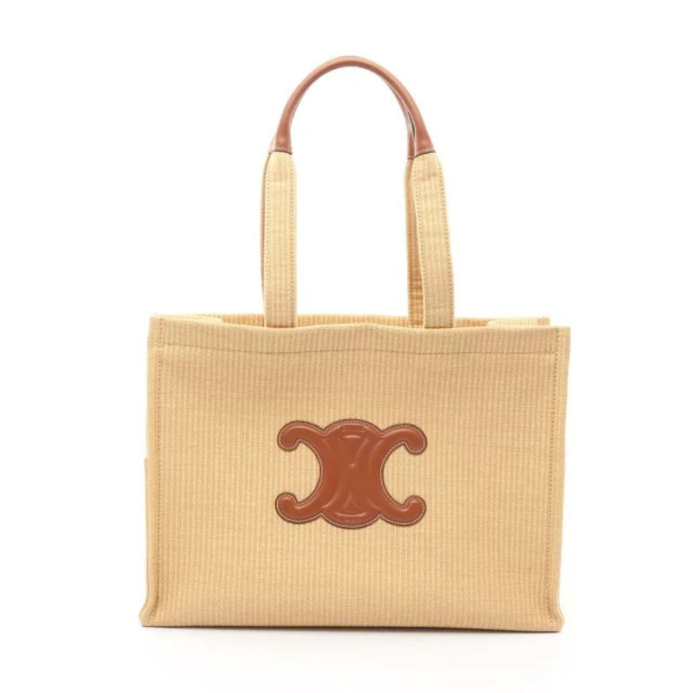 Celine Cabas Thais Tote Bag Leather Beige Cream Brown
